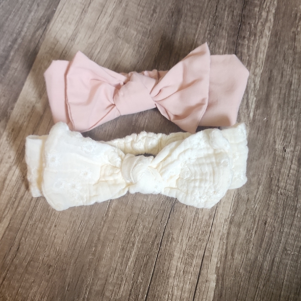 Charming Pink and Cream Kids Headband Set With Onesie.